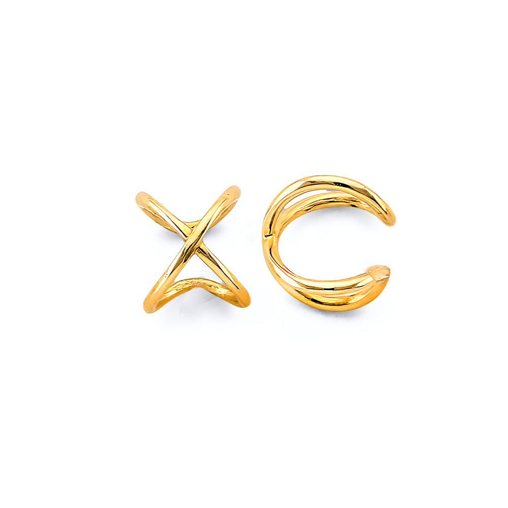14KY X Earrings Cuff (Single Piece)