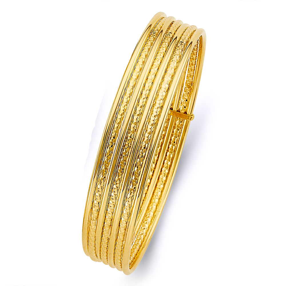14KY 7 Days Hollow Bangle 7 inch