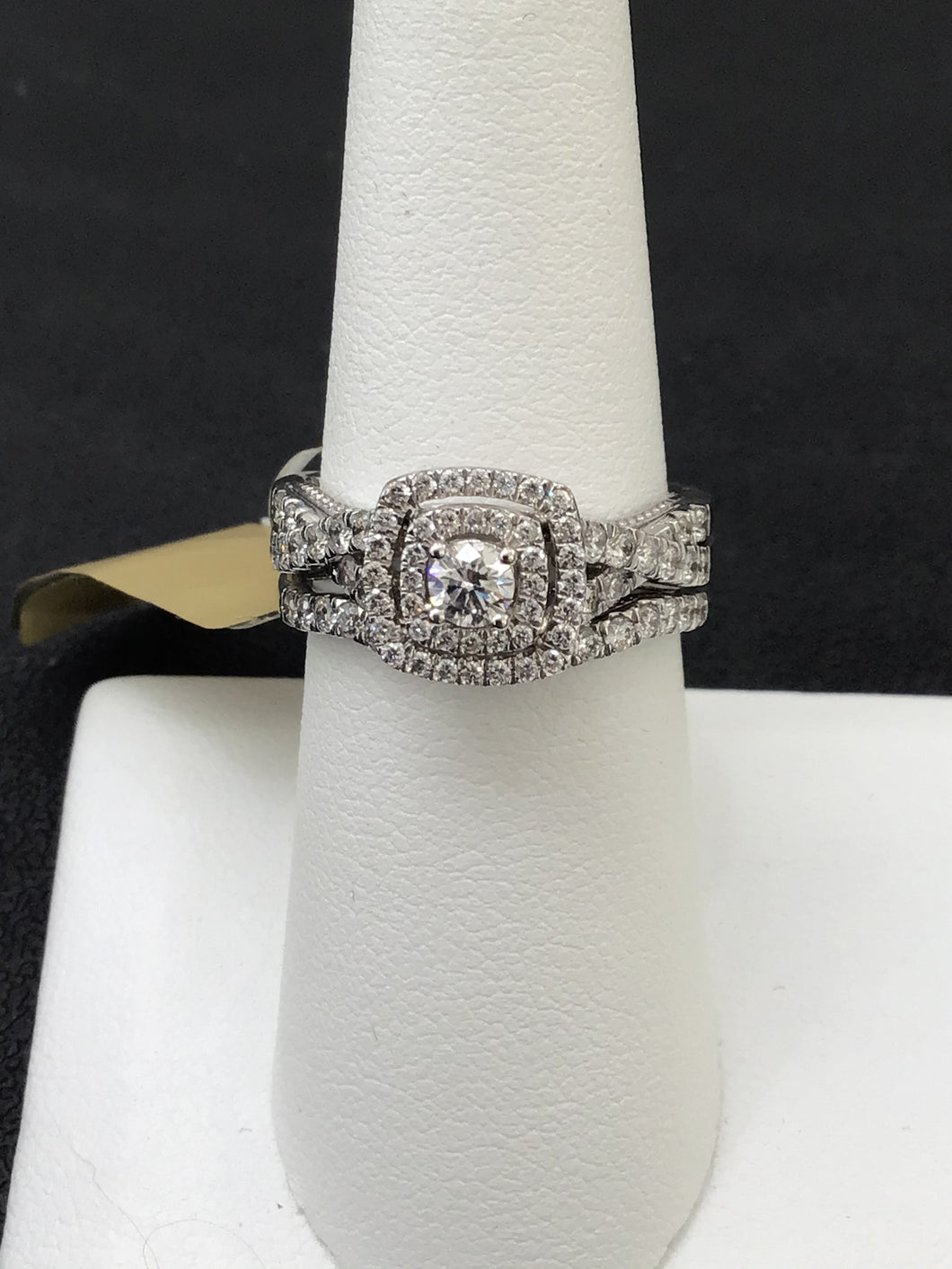 14KT White Gold 1 CTW Diamond 1/5 CT Double Halo Engagement Ring Set