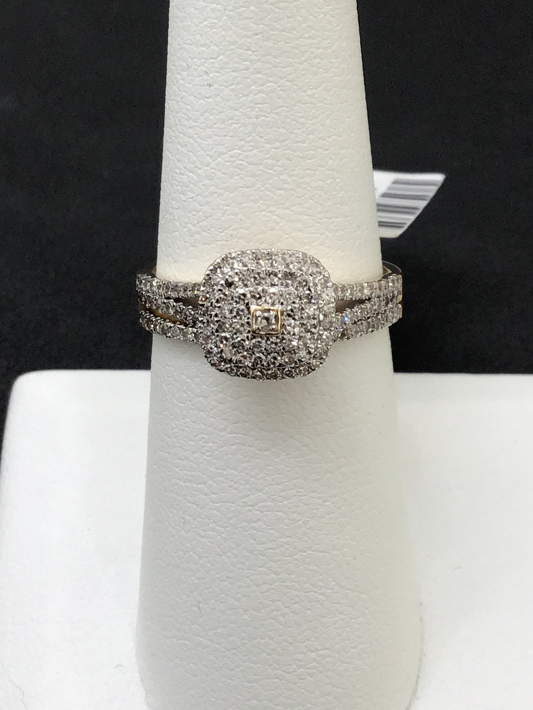 14KT Yellow Gold 1/2 CTW Diamond Cushion Double Halo Engagement Set