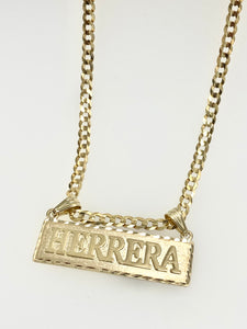 14kt Gold Custom Block Nameplate Pendant