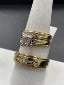 14KT Yellow Gold Diamond Wedding Trio Set