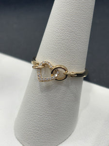 14kt Gold Heart Dangle Ladies Ring