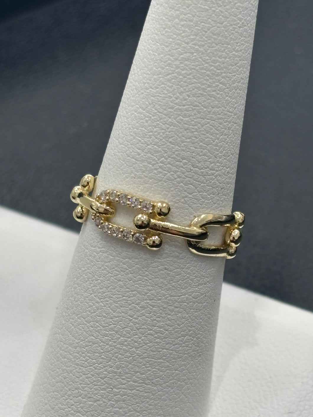 14kt Gold Chain Hardwear Link CZ Ladies Ring