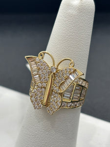 14kt Gold Fancy Butterfly CZ Ladies Ring