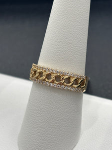 14kt Gold Miami Cuban CZ Ladies Ring