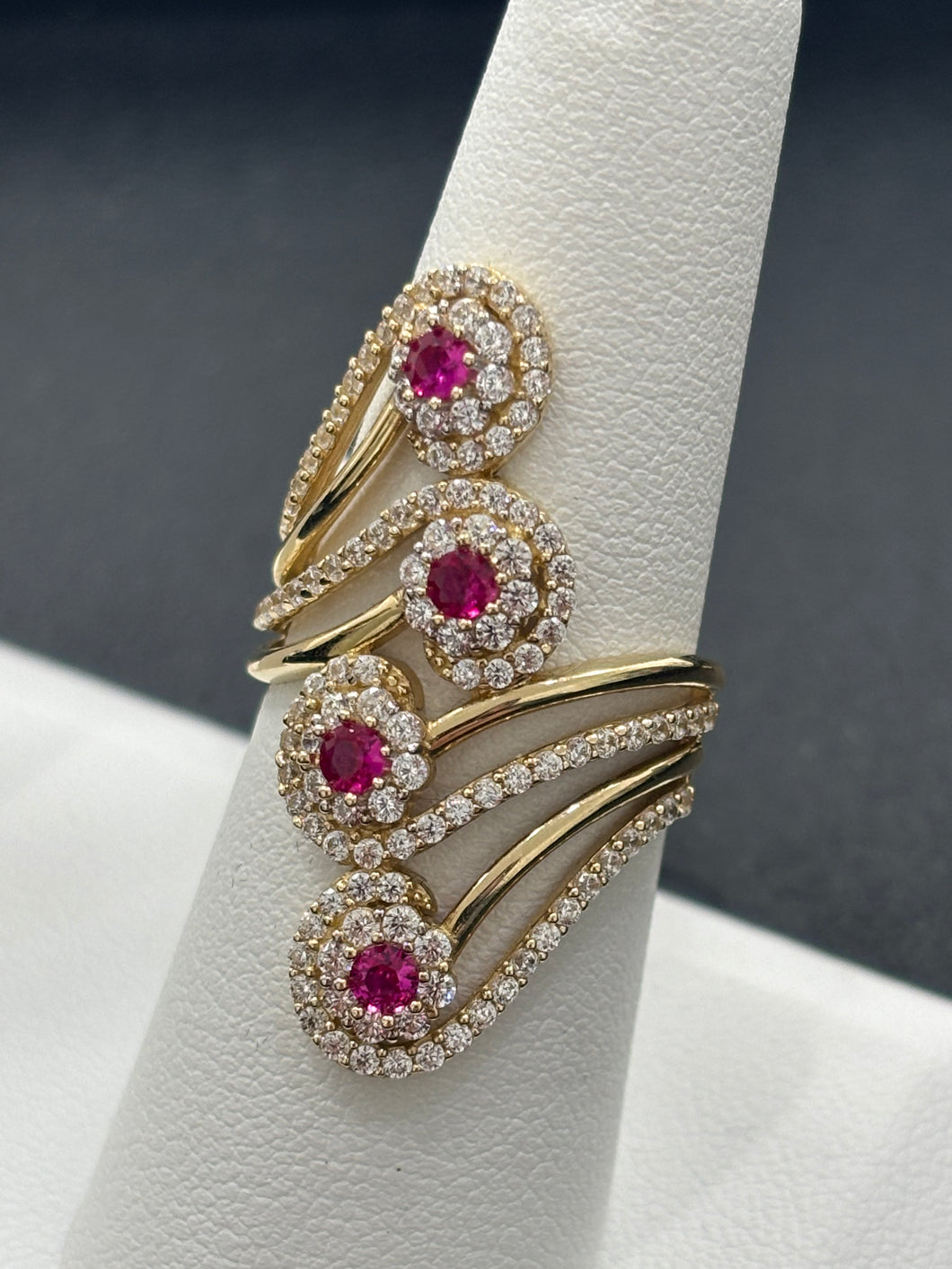 14kt Gold Ruby CZ Ladies Ring