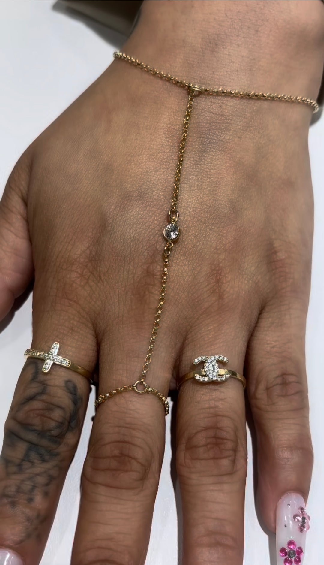14kt Gold Custom Cable Hand Chain