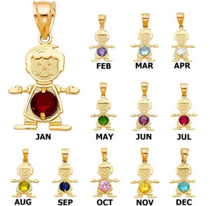 14kt Gold Kid Birthstone Pendants