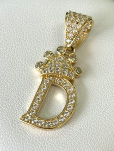 14kt Gold Crown Initial Pendant