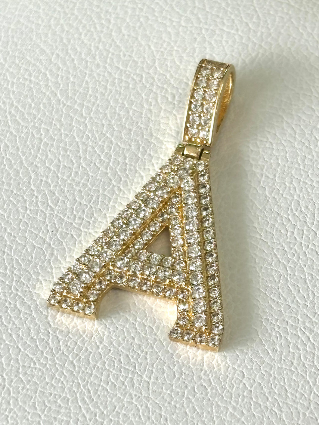 14kt Block Initial CZ Pendant