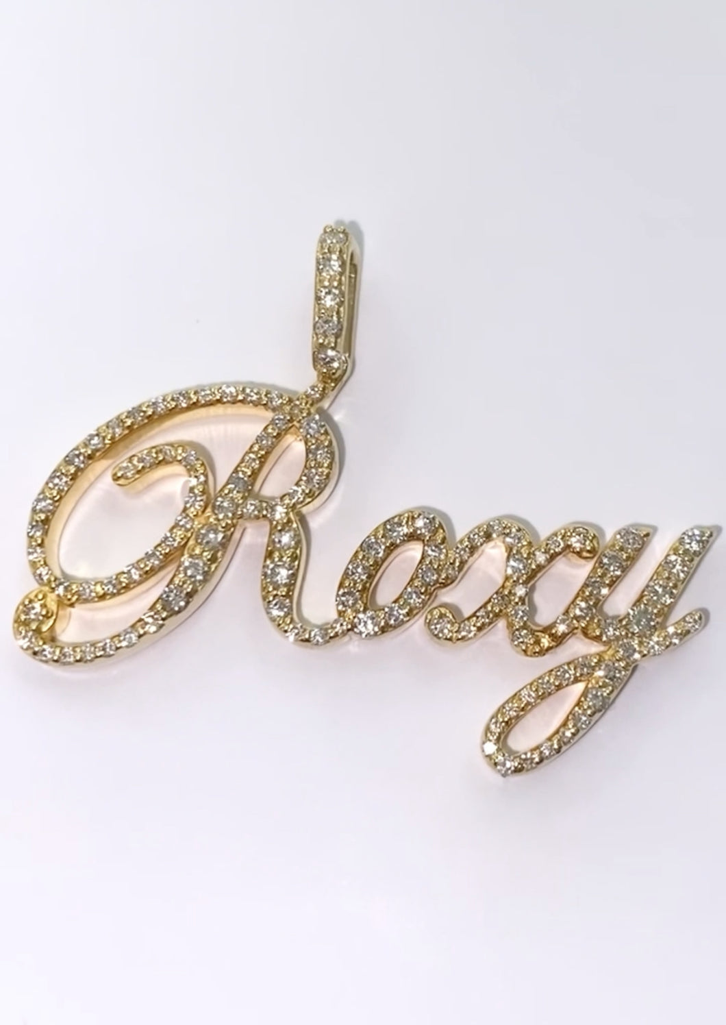 14kt Gold Custom Diamond Nameplate Pendant