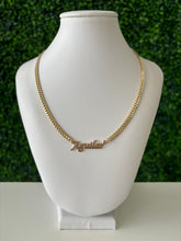 Load image into Gallery viewer, 14kt Custom Nameplate with 14kt 4mm Miami Cuban Chain
