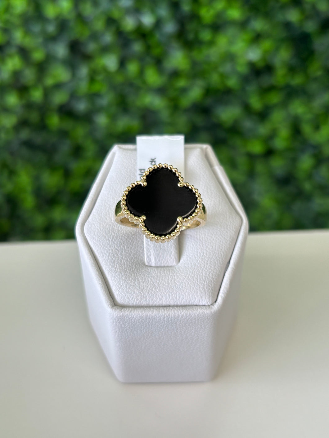 14kt Black Onyx Clover Ladies Ring