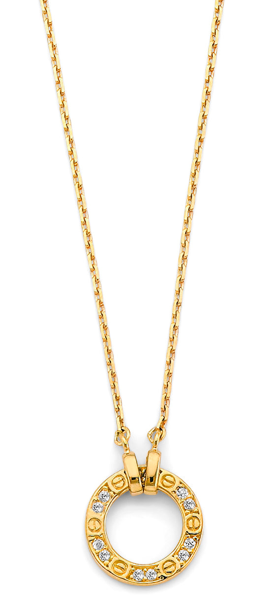 14KY CZ Circle Necklace