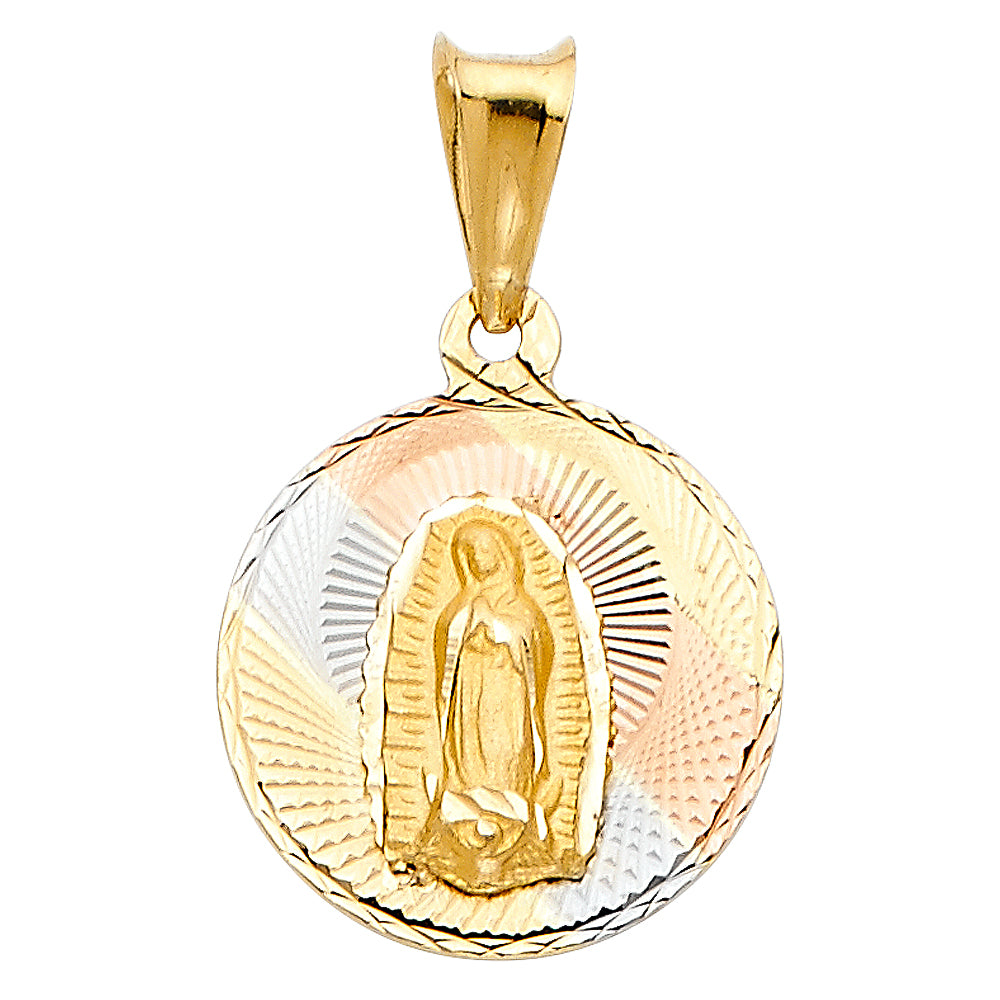 14K Tri-Color Virgen de Guadalupe Pendant