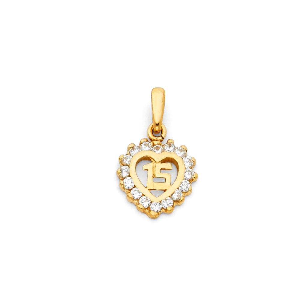 14KY 15 Years Heart Pendant