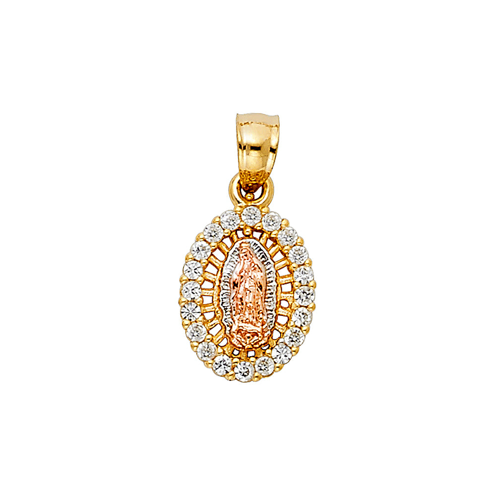 14K 3C CZ Guadalupe Pendant