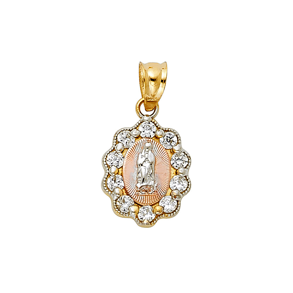 14K 3C CZ Guadalupe Pendant
