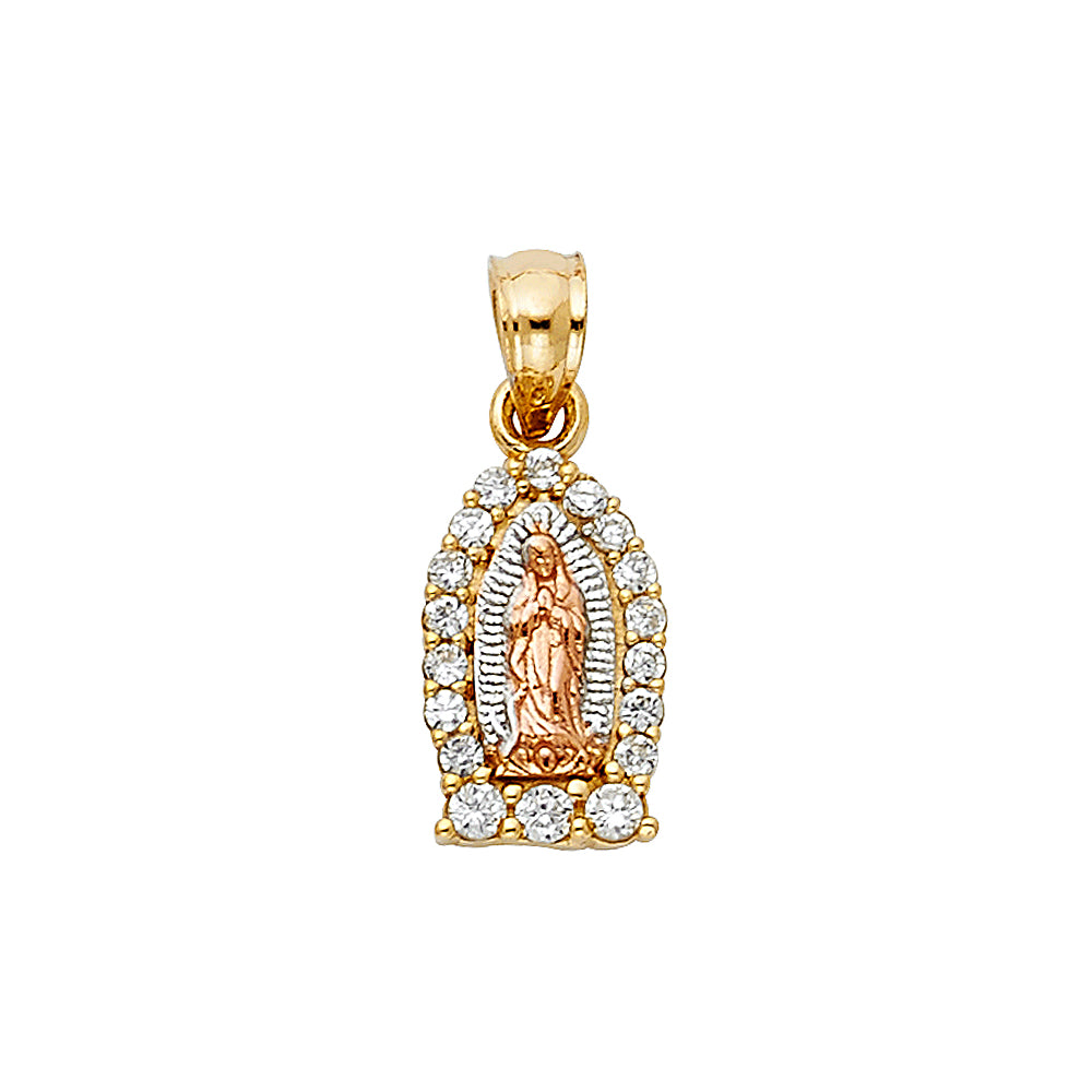 14K 3C CZ Guadalupe Pendant