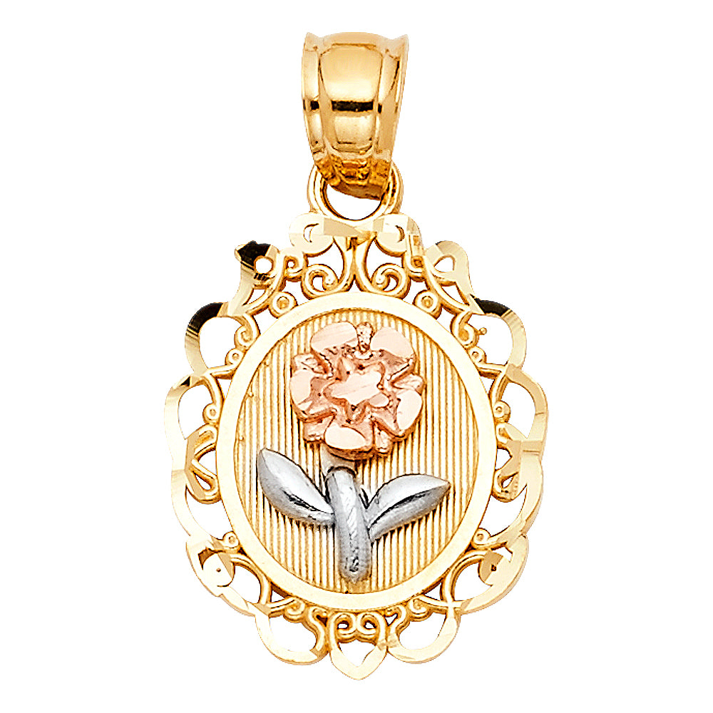 14K Tri-Color Flower Pendant