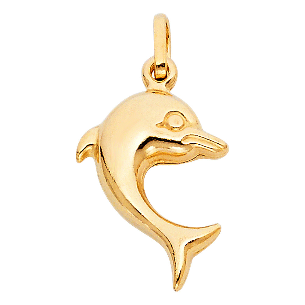 14KY Hollow Dolphin Pendant