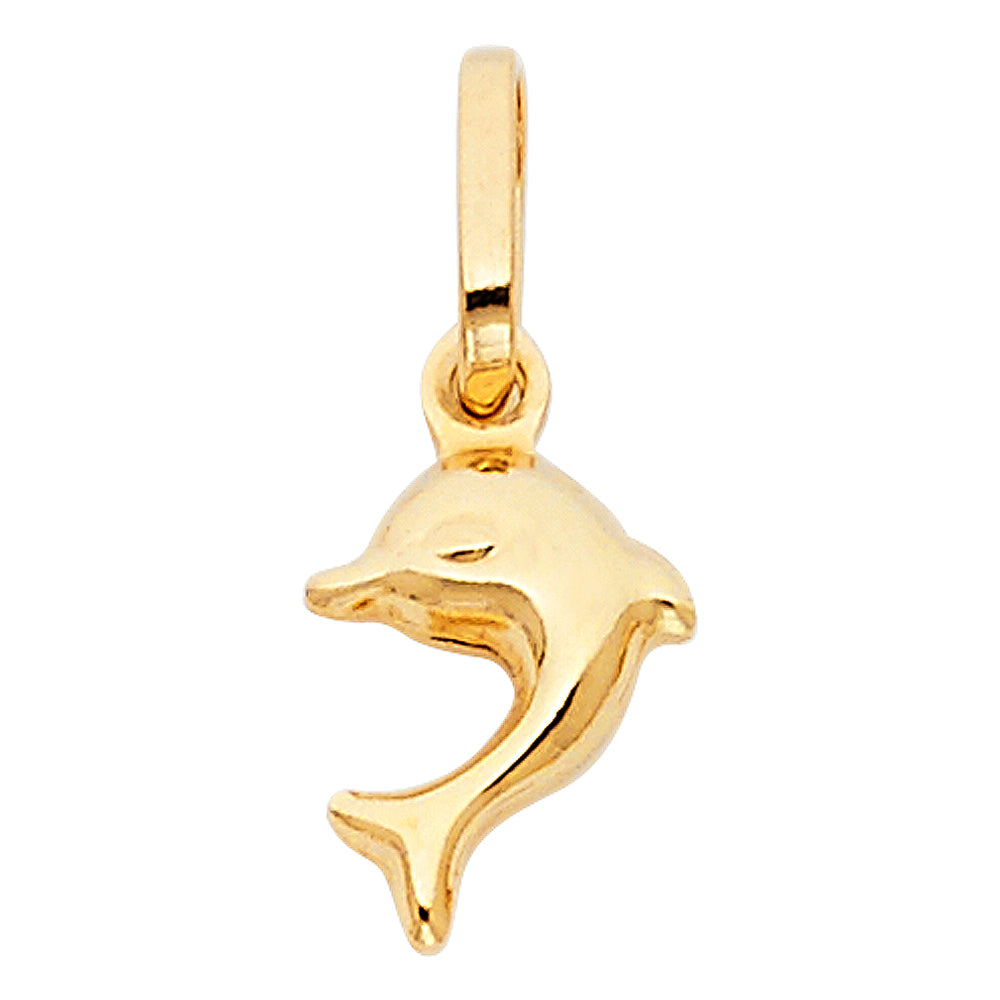 14KY Hollow Dolphin Pendant