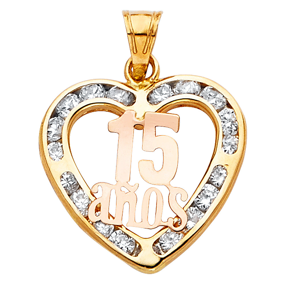 14K 15 Heart CZ Pendant