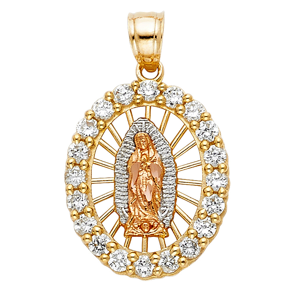 14K Tri-Color Virgen de Guadalupe Pendant