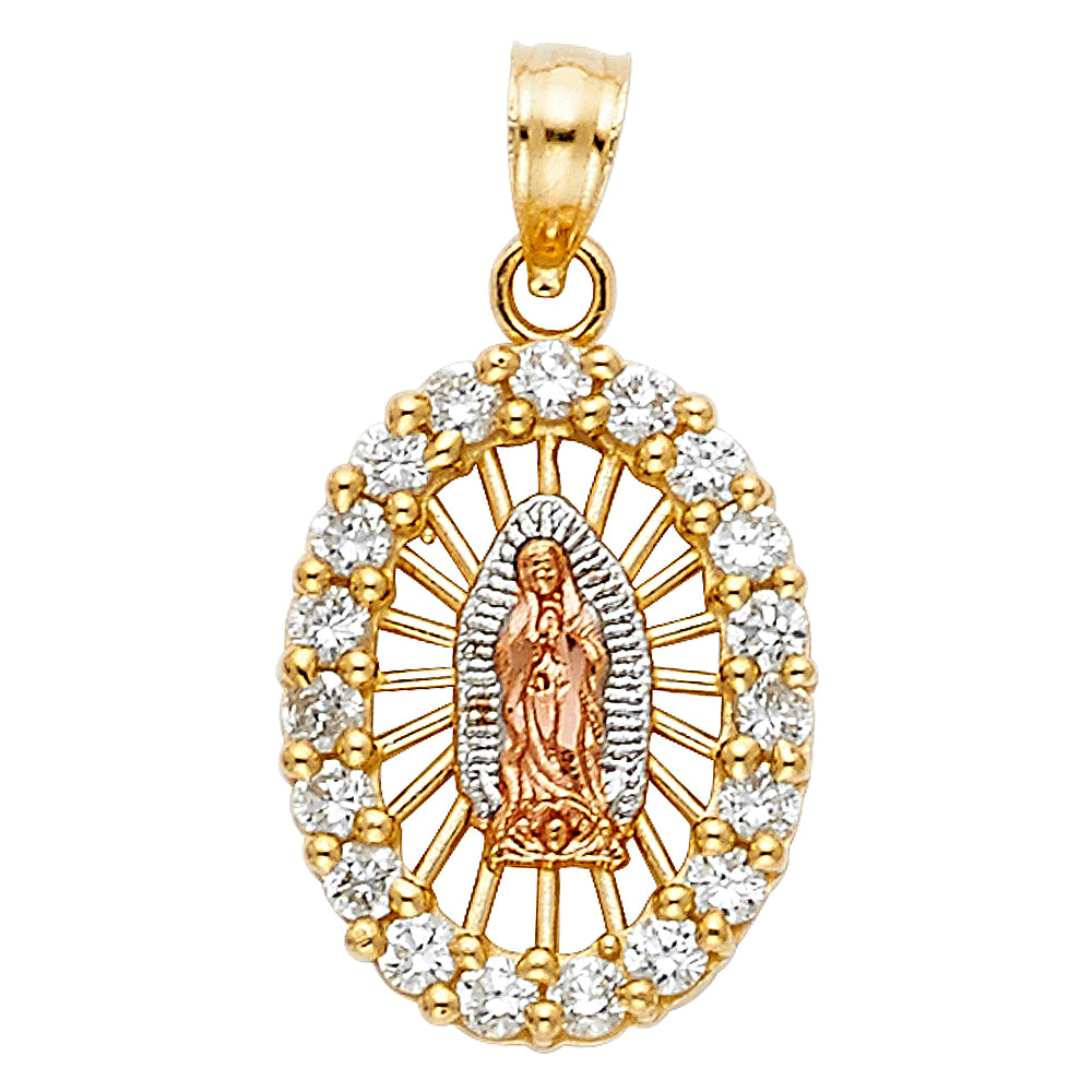 14K Tri-Color Virgen de Guadalupe Pendant