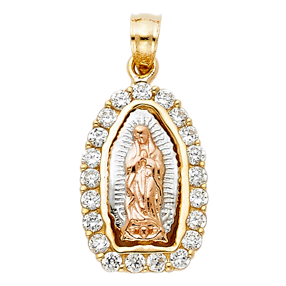 14K Tri-Color Virgen de Guadalupe Pendant