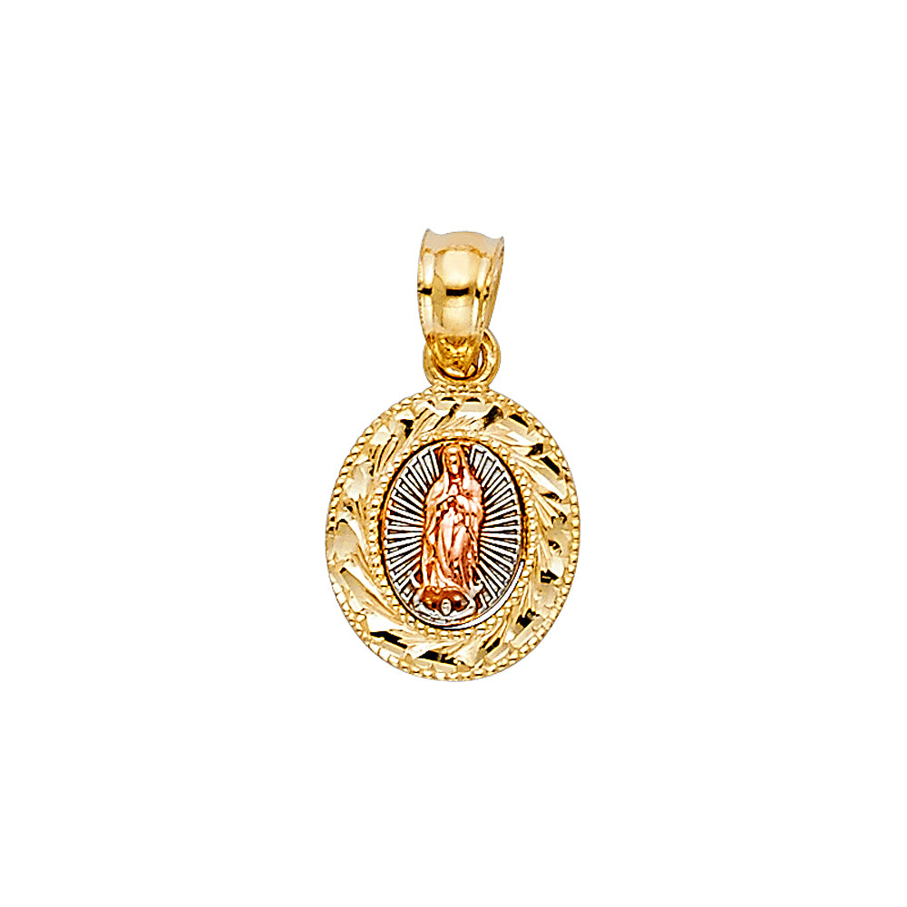 14KY TRI-COLOR SMALL GUADALUPE PENDANT