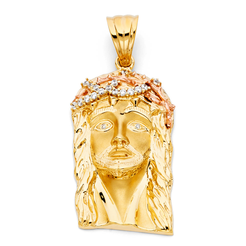 14K 2T Large Jesus Christ Head Pendant