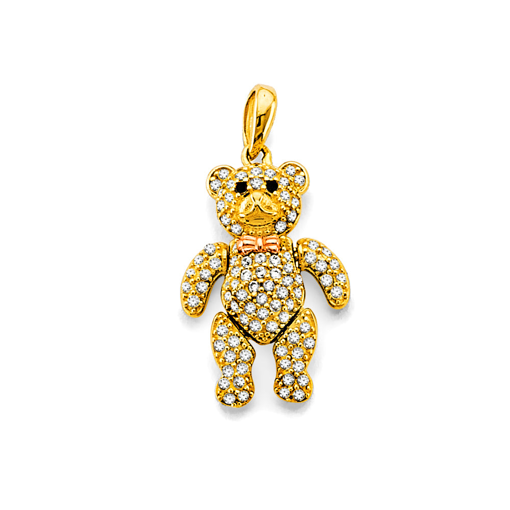 14KY Motion Teddy Bear Pendant