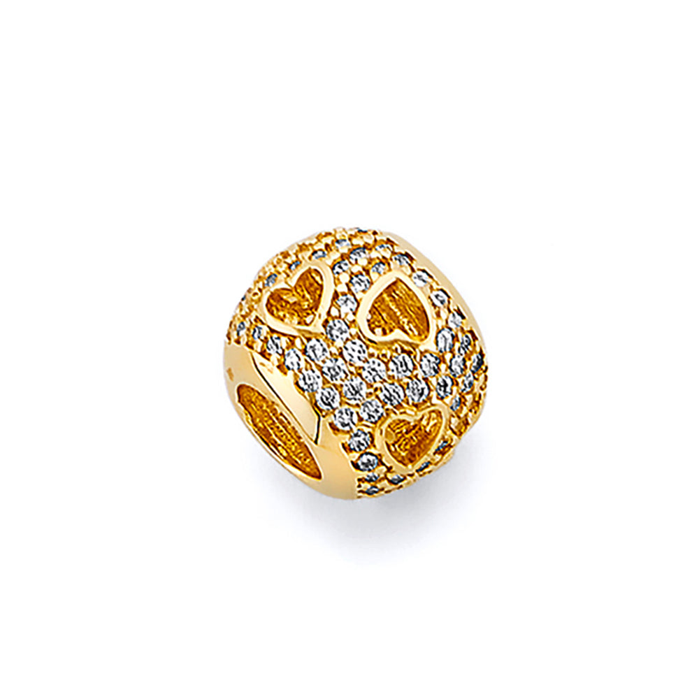 14K 2T CZ Oval Cut Out Charm Slider