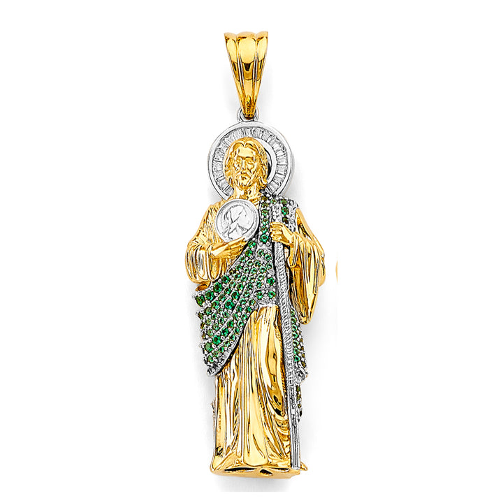 14kt Gold Large San Judas 3D Full Body Pendant