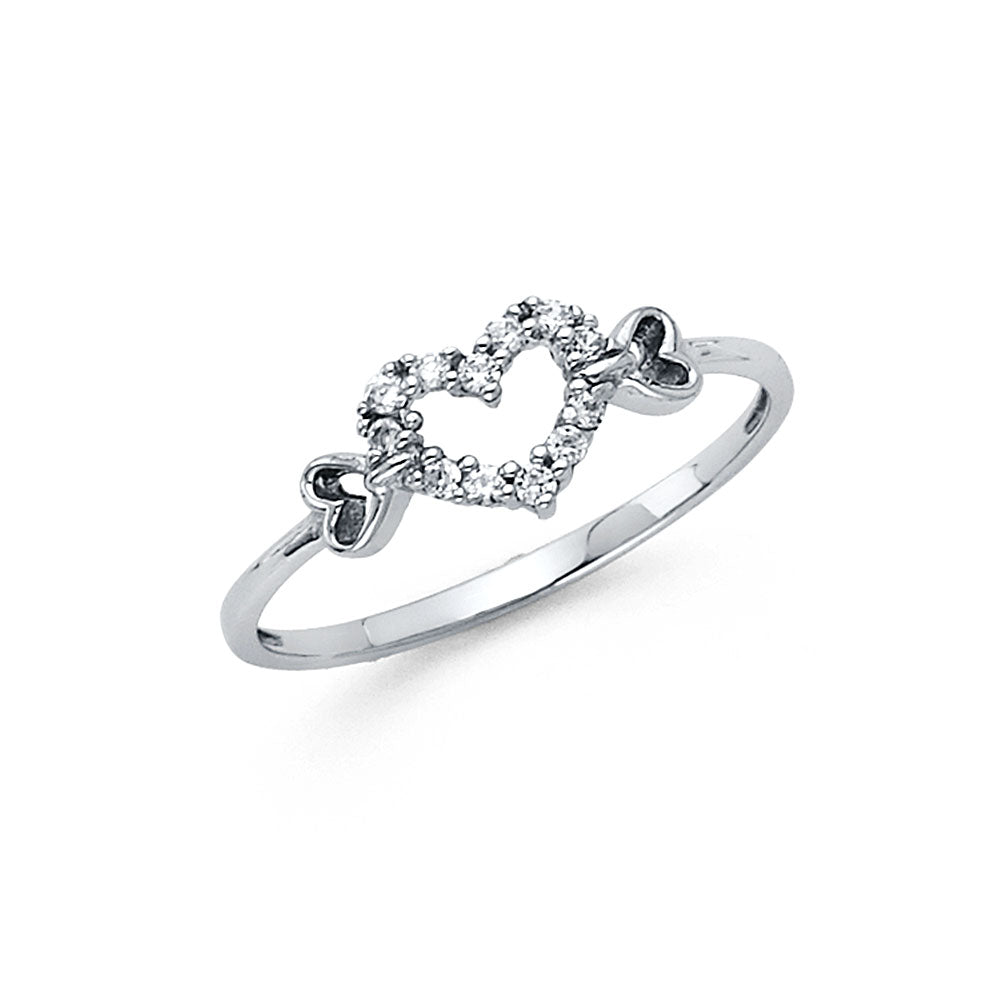 14KT WHITE GOLD HEART LADIES RING
