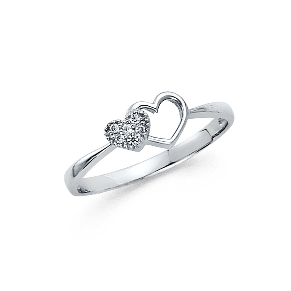 14kt White Gold Heart Ladies Ring