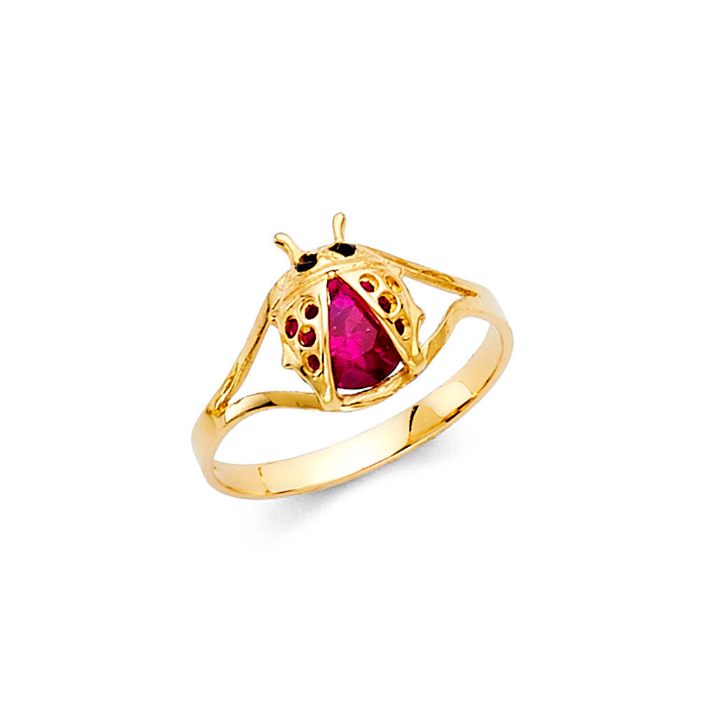 14KY CZ Ladybug Babies Ring