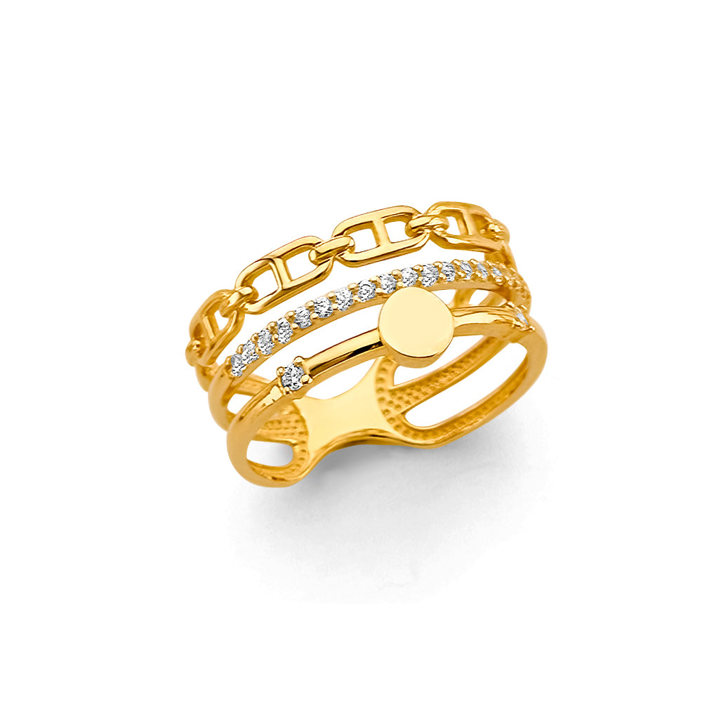 14KY Triple Line Fancy Ring