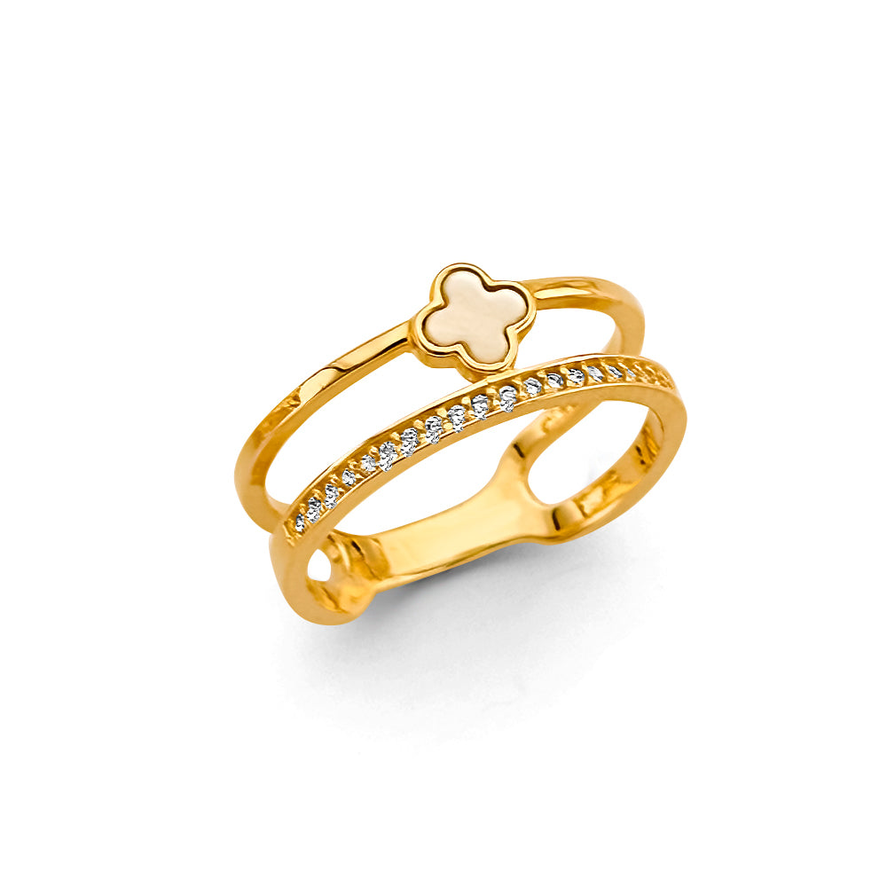 14kt Clover Double Ladies Ring
