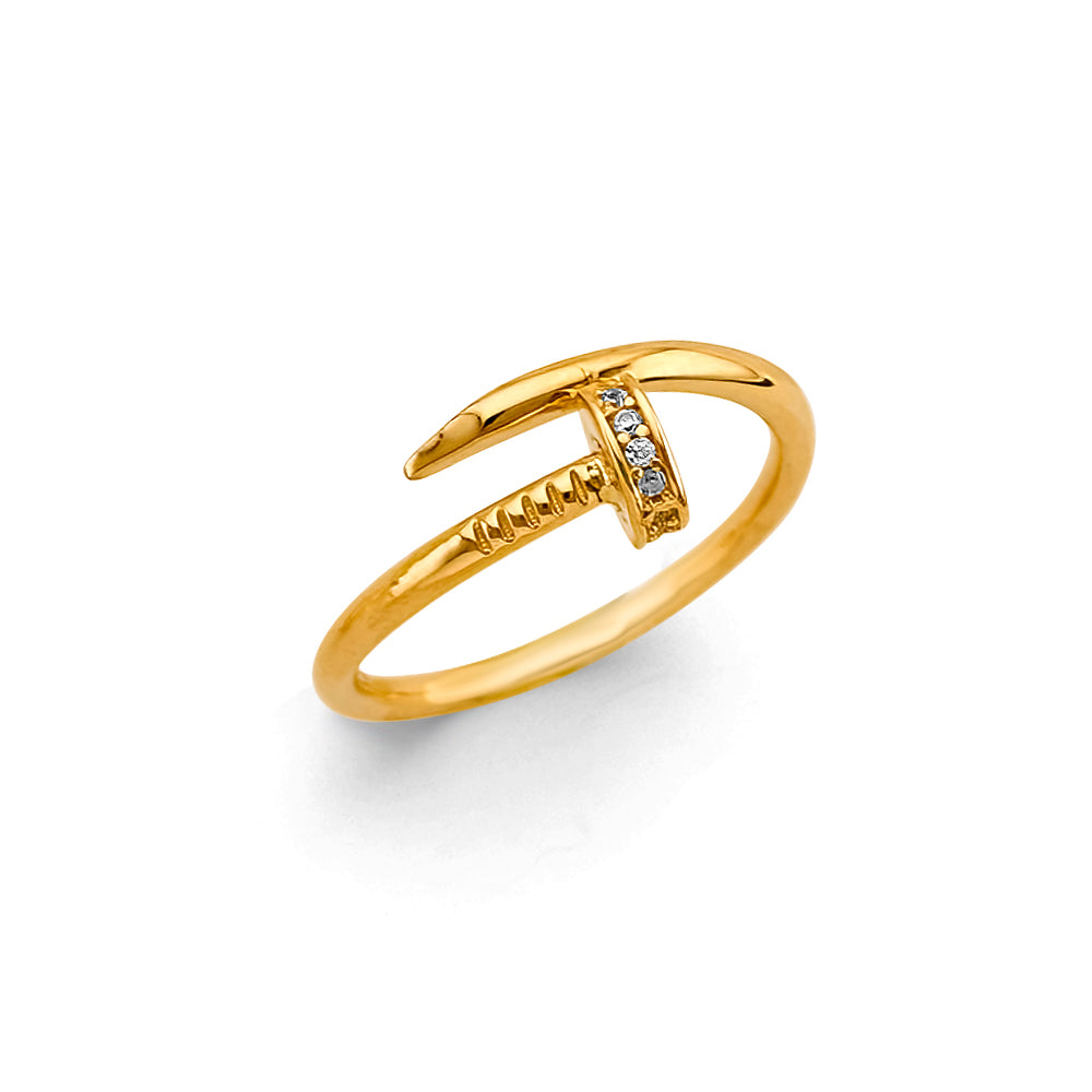 14KY CZ Nail Ring