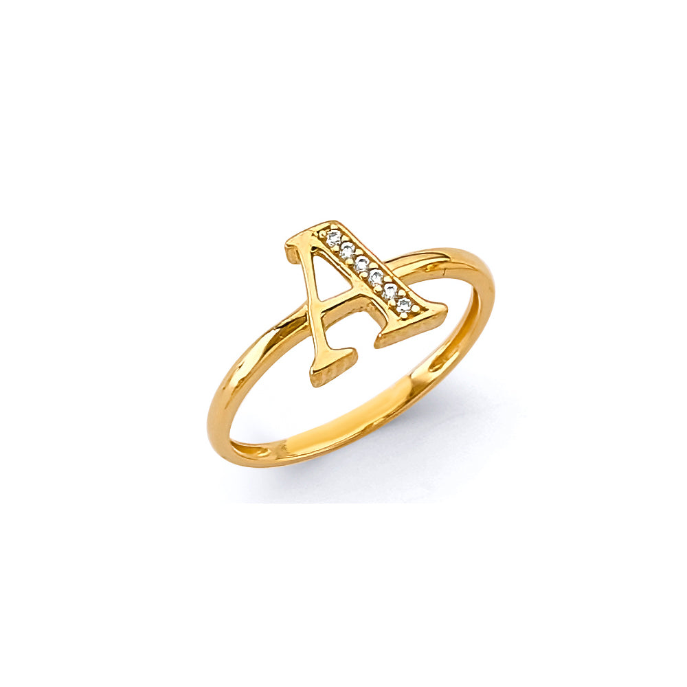 14KY CZ Initial Ring