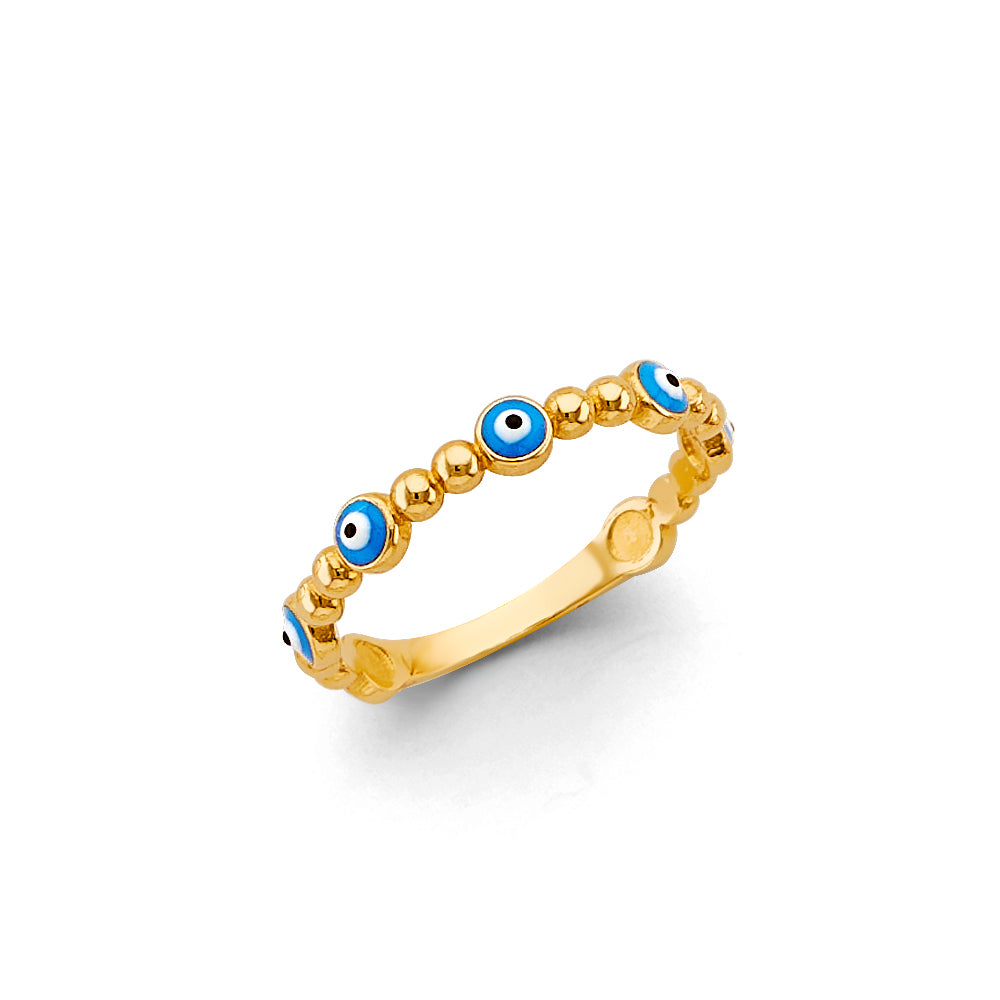14KY Blue Evil Eye Ring