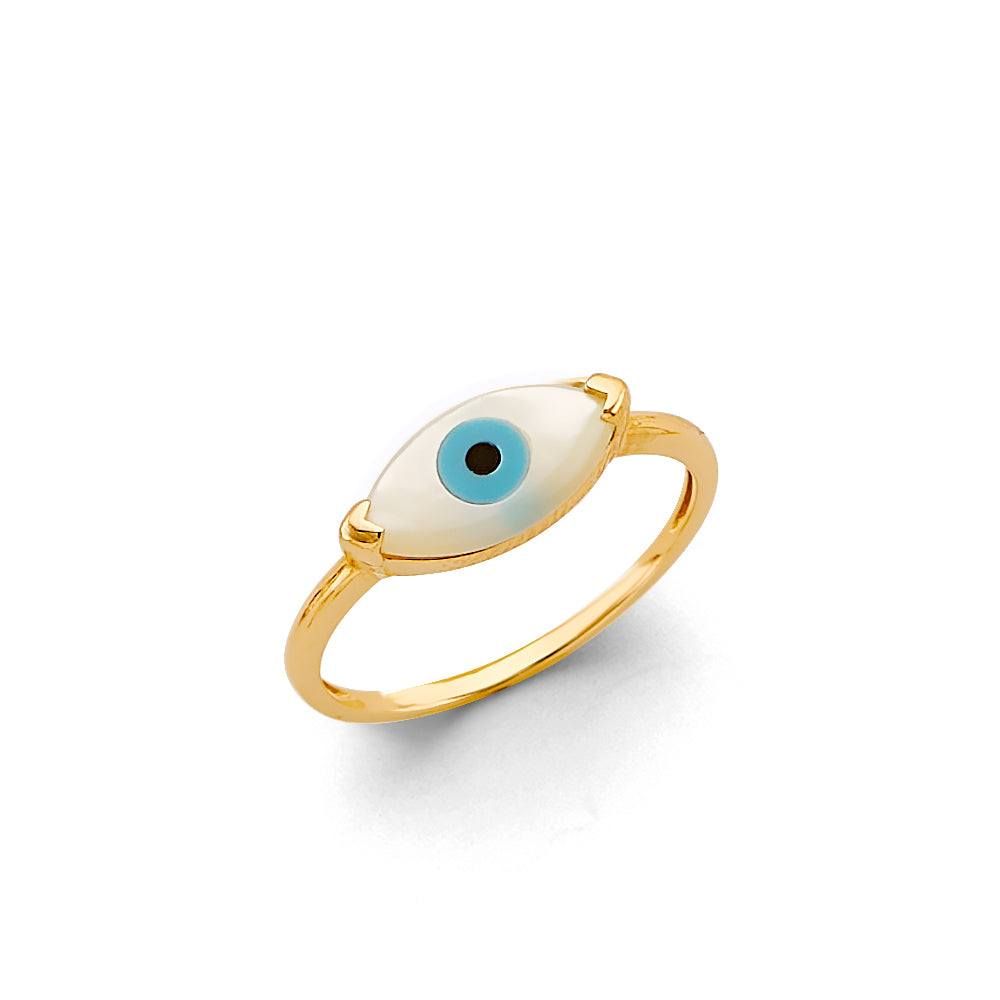 14KY Blue Evil Eye Ring