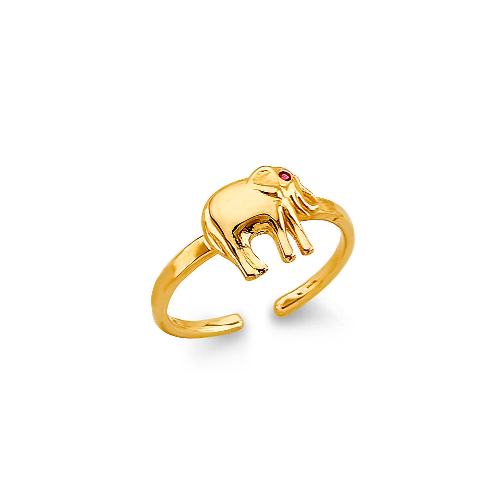 14KY CZ Elephant Toe Ring
