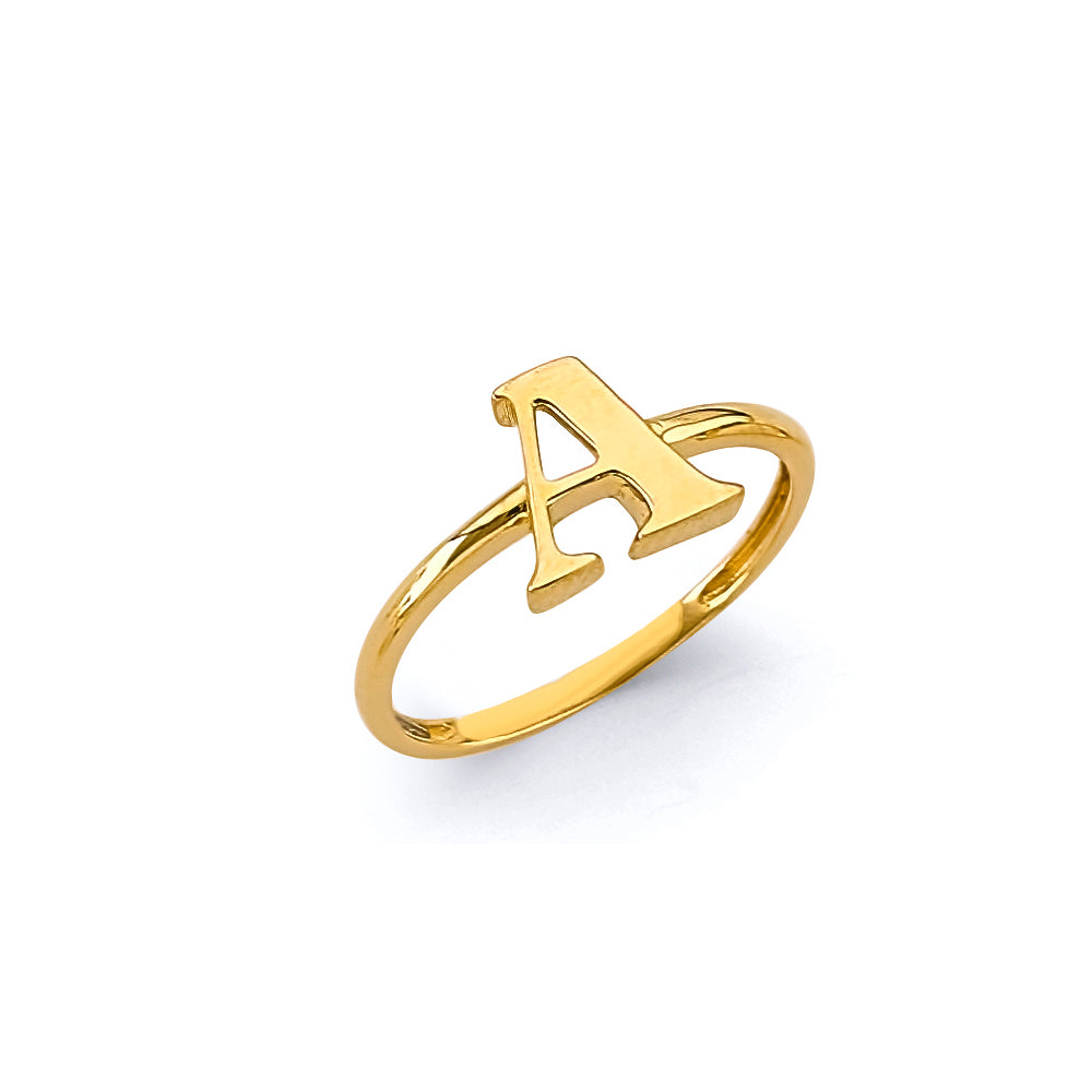 14KY Polished Initial Ring