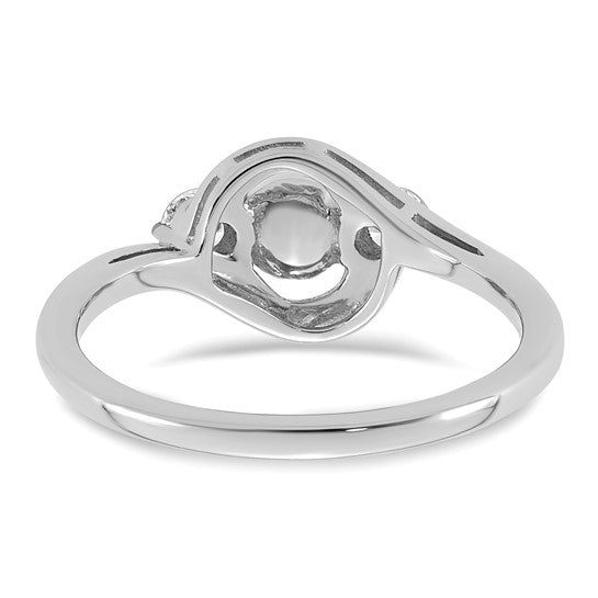 14k White Gold Freshwater Cultured Pearl and 1/5 carat Lab Grown Diamond VS/SI+ G+ June Birthstone Complete Ring