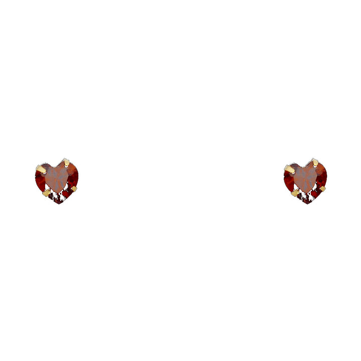 14KY 5mm Heart CZ Stamping Screw Back Stud Earrings