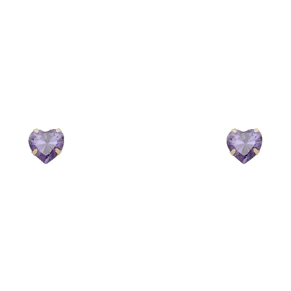 14KY 5mm Heart CZ Stamping Screw Back Stud Earrings